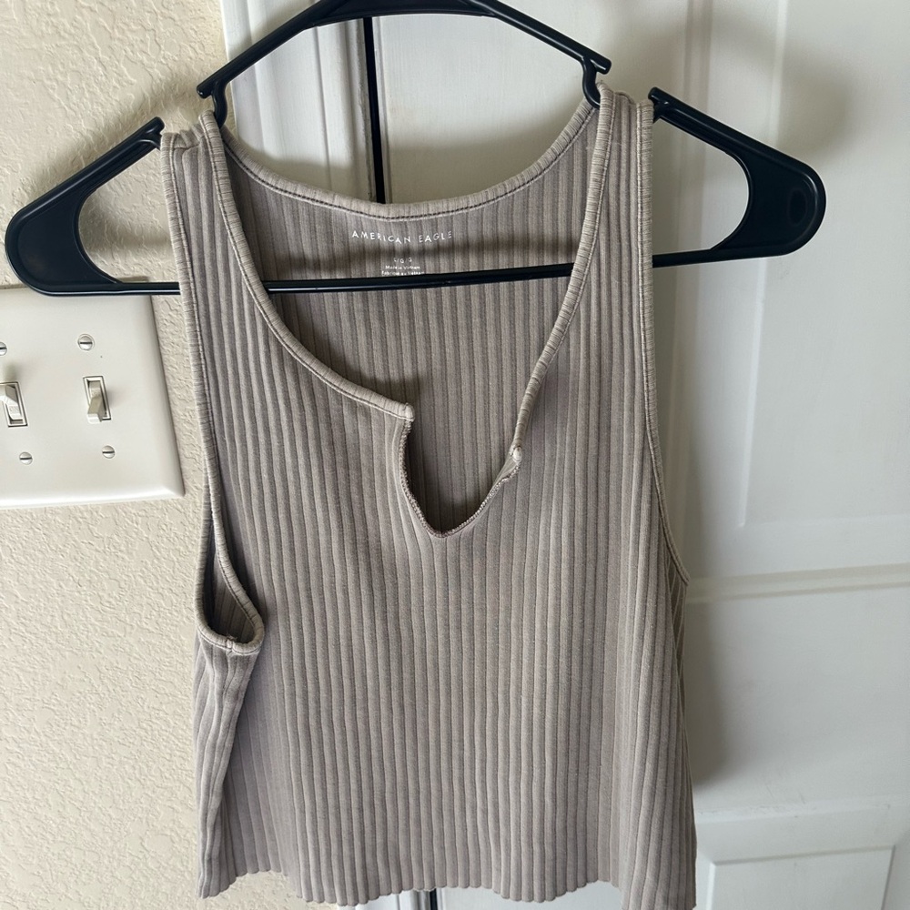 Tan ribbed tank top